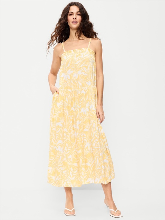 Old Navy Dresses & Skirts - Yellow Floral Spaghetti-Strap Maxi Dress